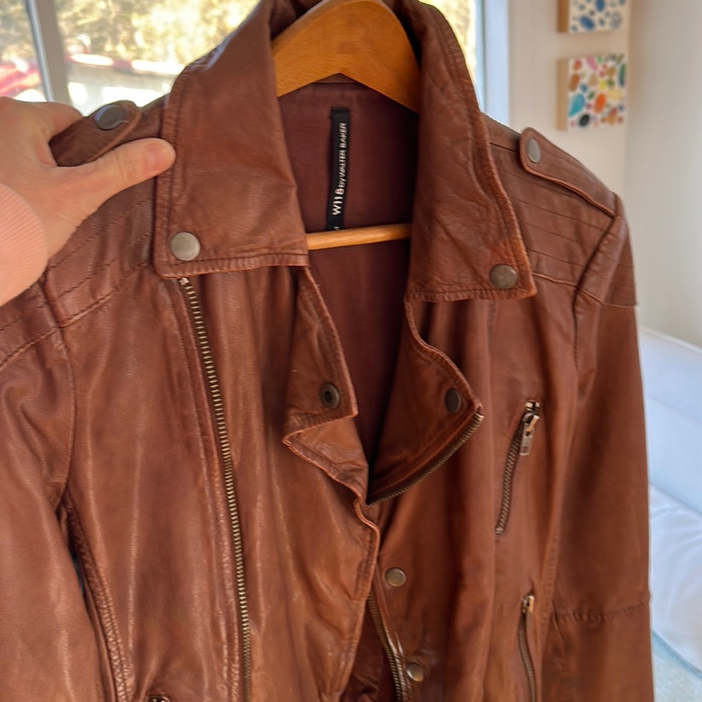 Brown leather jacket size small